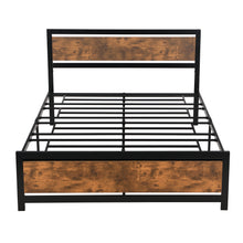 Load image into Gallery viewer, iRerts Metal Queen Platform Bed Frame with Headboard and Footboard, Heavy Duty Queen Bed Frame with Metal Slat Support, No Box Spring Needed, Industrial Queen Size Bed Frames for Bedroom, Black
