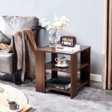 Load image into Gallery viewer, iRerts End Tables for Living Room, Classic Brown 3 Tier Wood Nightstand, Side Table with Open Storage Shelf, Small Bedside Tables for Bedroom Nursery Living Room

