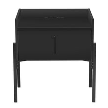 Load image into Gallery viewer, iRerts Side Table with Charging Station, Wood Nightstand with Drawer, USB Charging Ports and Black Handle, Modern Storage Bedside Table End Table for Bedroom Living Room, Black
