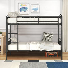 Load image into Gallery viewer, iRerts Twin Over Twin Bunk Bed, Metal Bunk Bed Twin Over Twin for Kids Teens Adults, 2 in 1 Convertible Bunk Bed with Safety Guard Rails, Twin Bunk Bed for Small Rooms Bedroom Dormitory, Black
