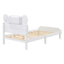 Load image into Gallery viewer, iRerts Kids Twin Bed Frame, Wood Twin Size Platform Bed Frame with Bear-shaped Headboard, Motion Activated Night Lights, Twin Bed Frames for Girls Boys Bedroom, No Box Spring Needed, White
