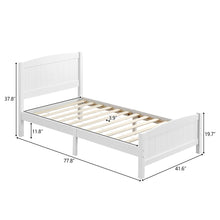 Load image into Gallery viewer, Twin Platform Bed Frame with Headboard, iRerts Wood Twin Bed Frame with Slat Support, No Box Spring Needed, Modern Twin Size Bed Frames for Adults Teens Kids Bedroom, White
