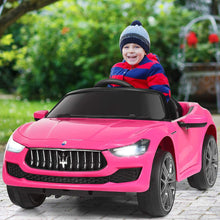 Load image into Gallery viewer, iRerts Black 12V Maserati Battery Powered Ride on Cars Toys with Remote Control, LED Headlights, Music, Horn for Kids Boys Girls Birthday Gifts

