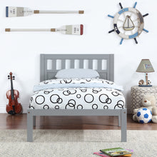 Load image into Gallery viewer, iRerts Wood Twin Bed Frame, Modern Twin Platform Bed Frame with Headboard, Wood Support Slats, Twin Size Bed Frame No Box Spring Needed, Bed Frame Twin Size for Kids Teens Adults Bedroom, Gray
